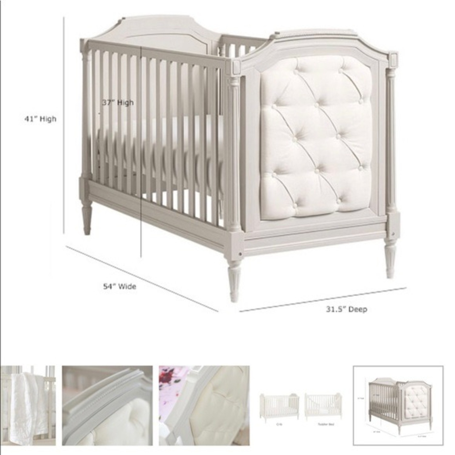 Pottery Barn Blythe Tufted Convertible Crib - image-8