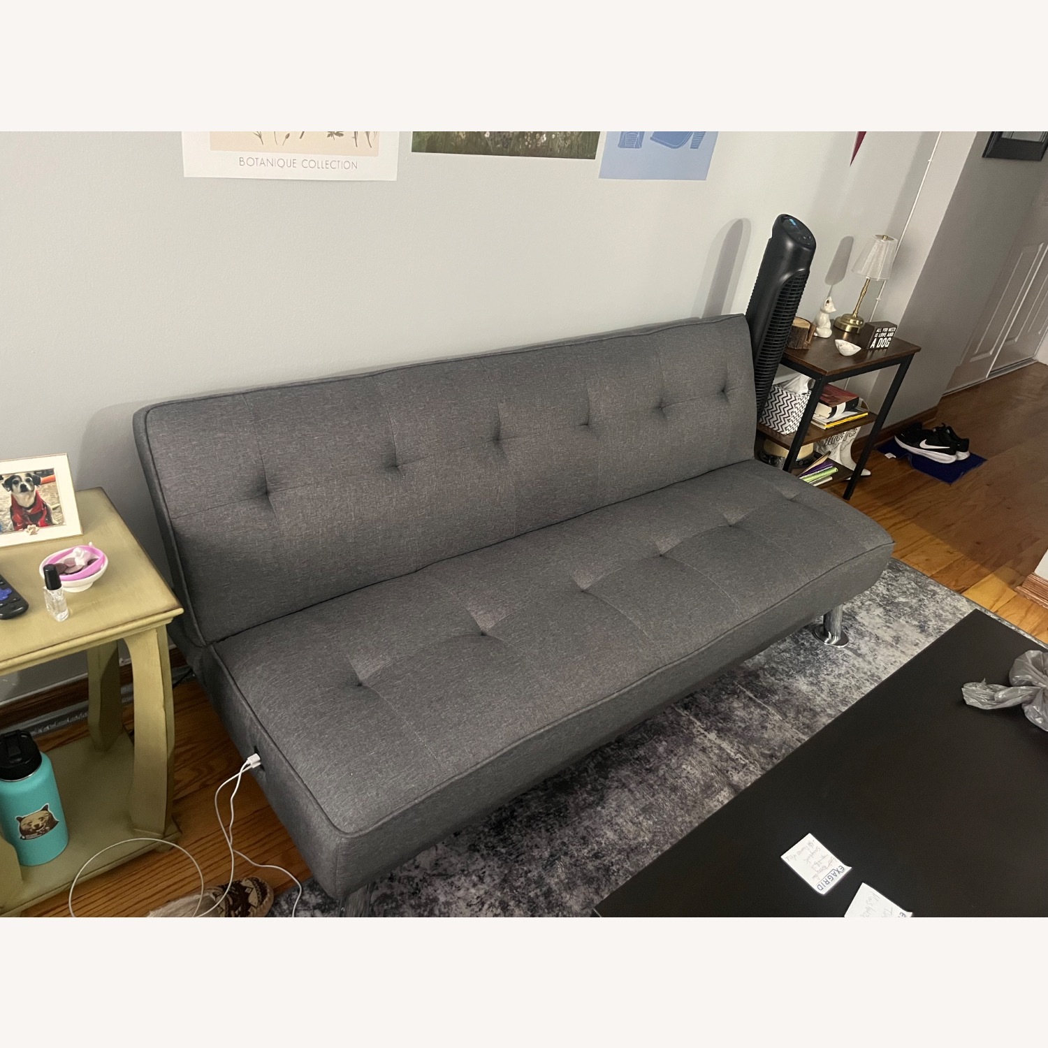 Walmart Dark Gray Fabric Futon - image-2