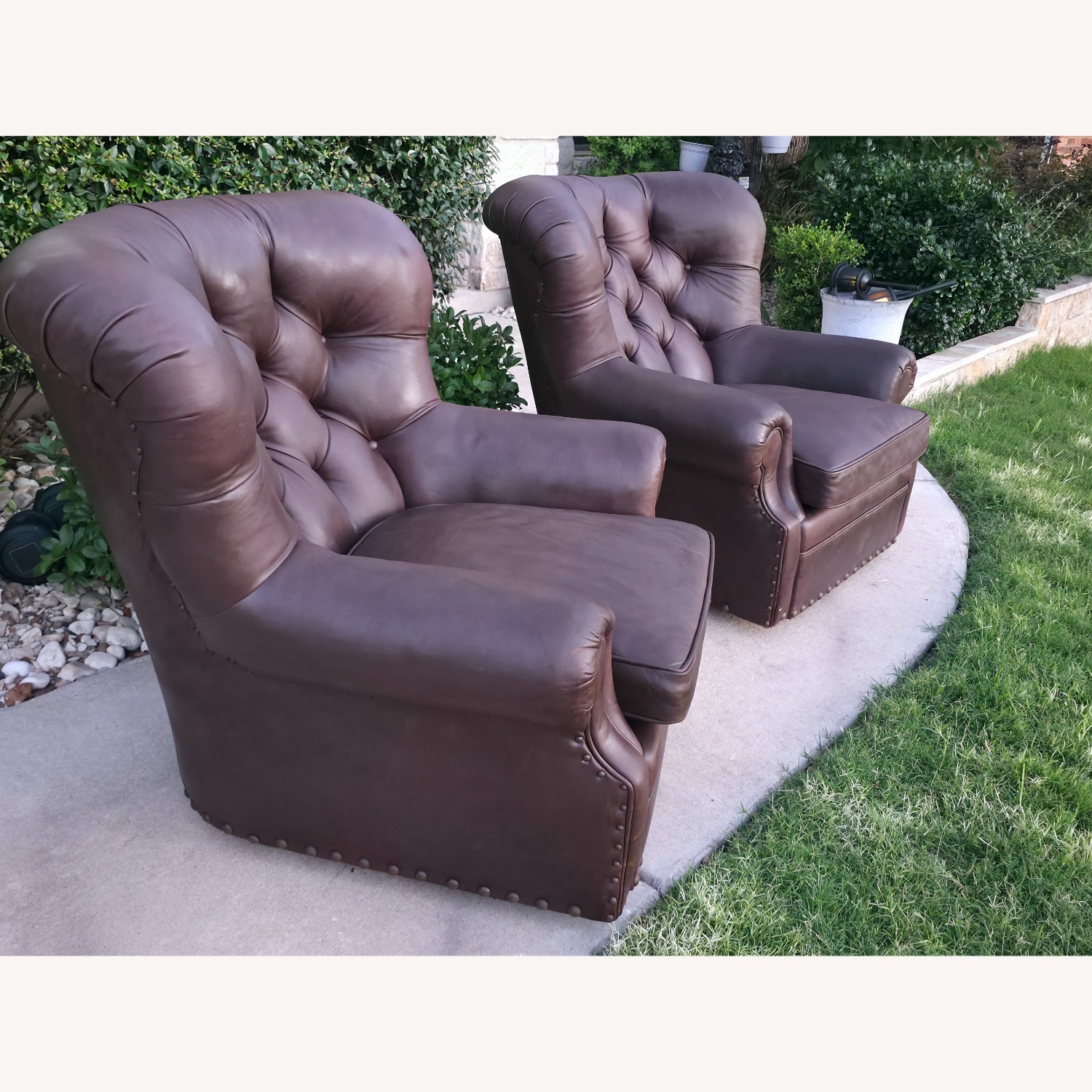 Arhaus Beacon Dark Brown Leather Armchairs - image-8