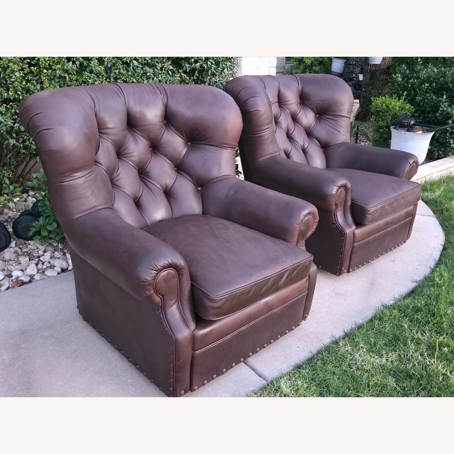 Arhaus Beacon Dark Brown Leather Armchairs - image-6