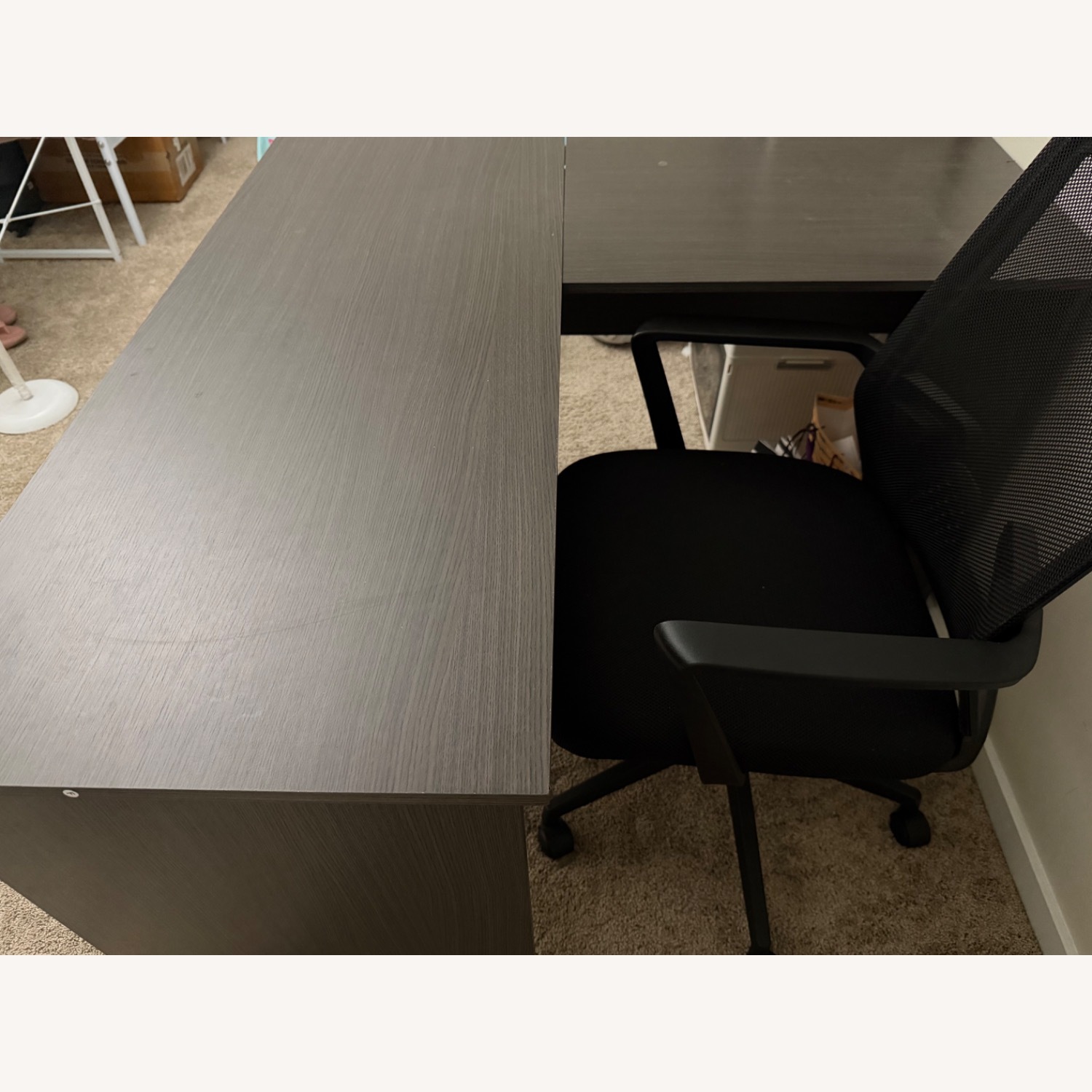 Staples Light Gray Wood Desk - image-4