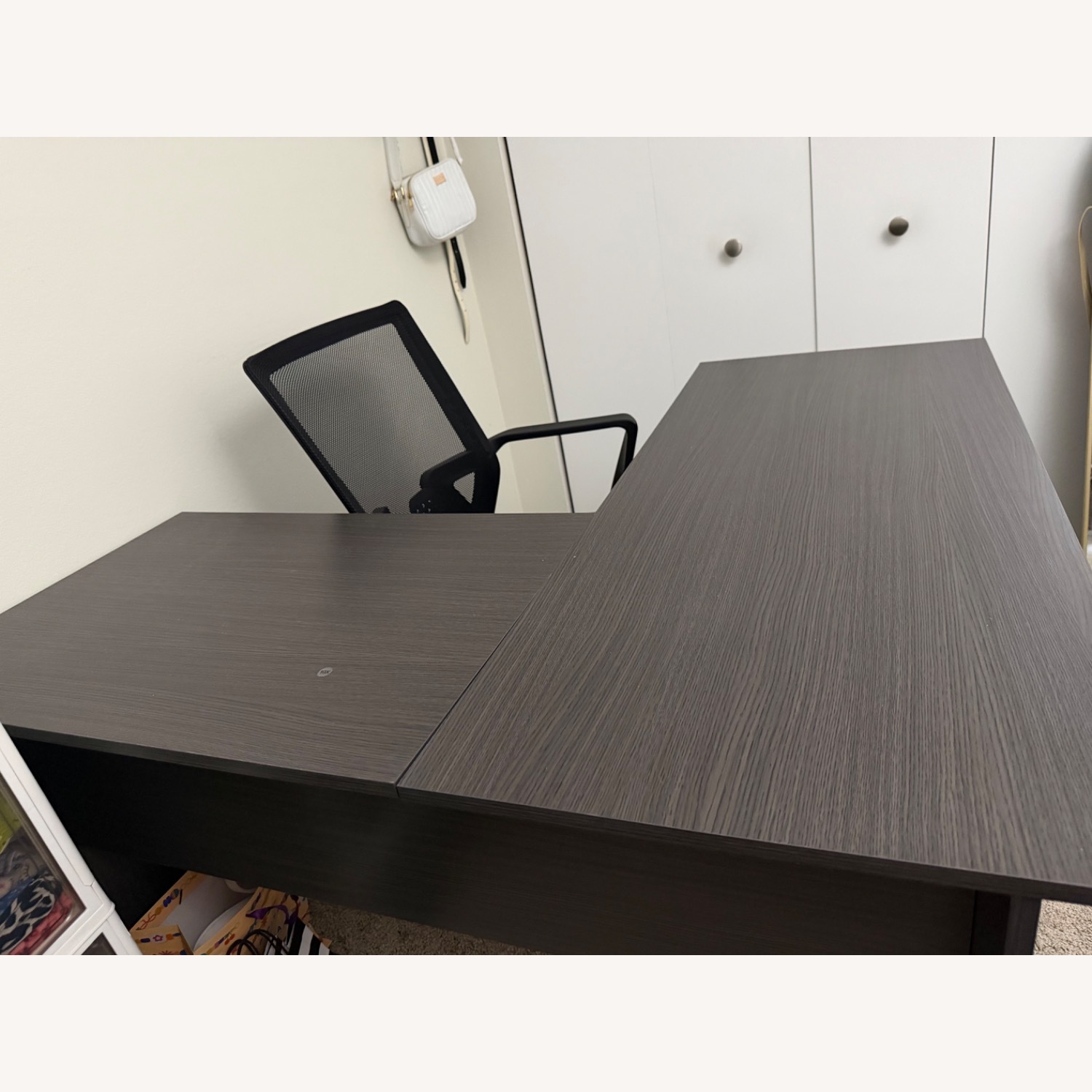 Staples Light Gray Wood Desk - image-3