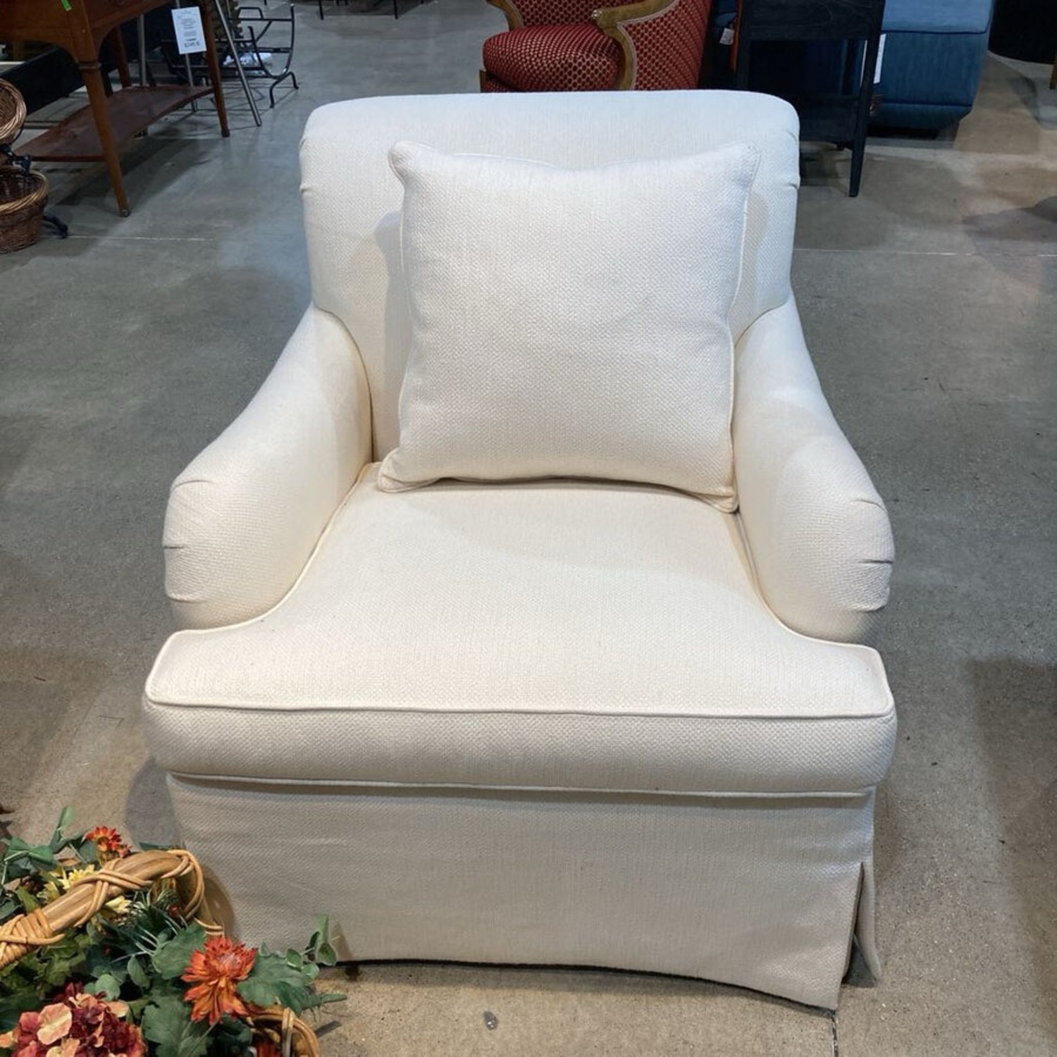 Tailored Skirted Club W Woven Upholstery Chair - image-3