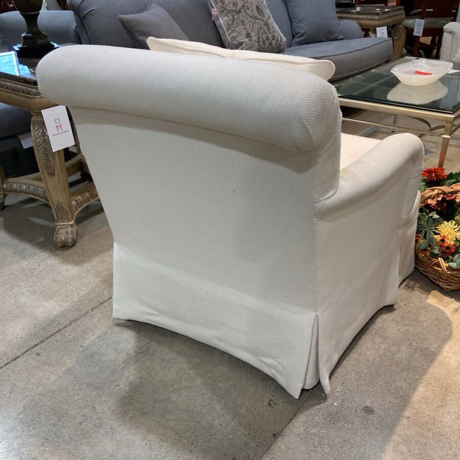 Tailored Skirted Club W Woven Upholstery Chair - image-8