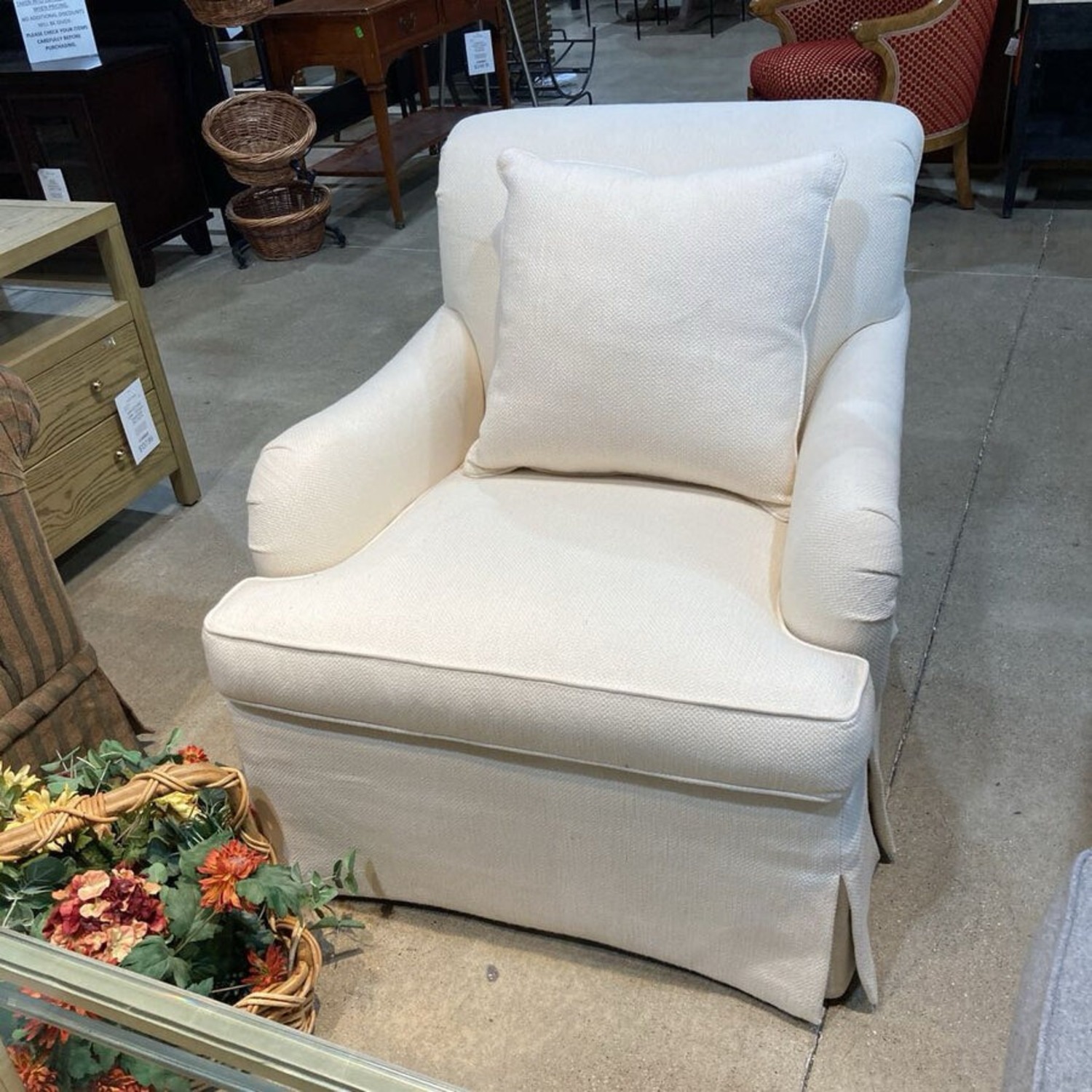 Tailored Skirted Club W Woven Upholstery Chair - image-2