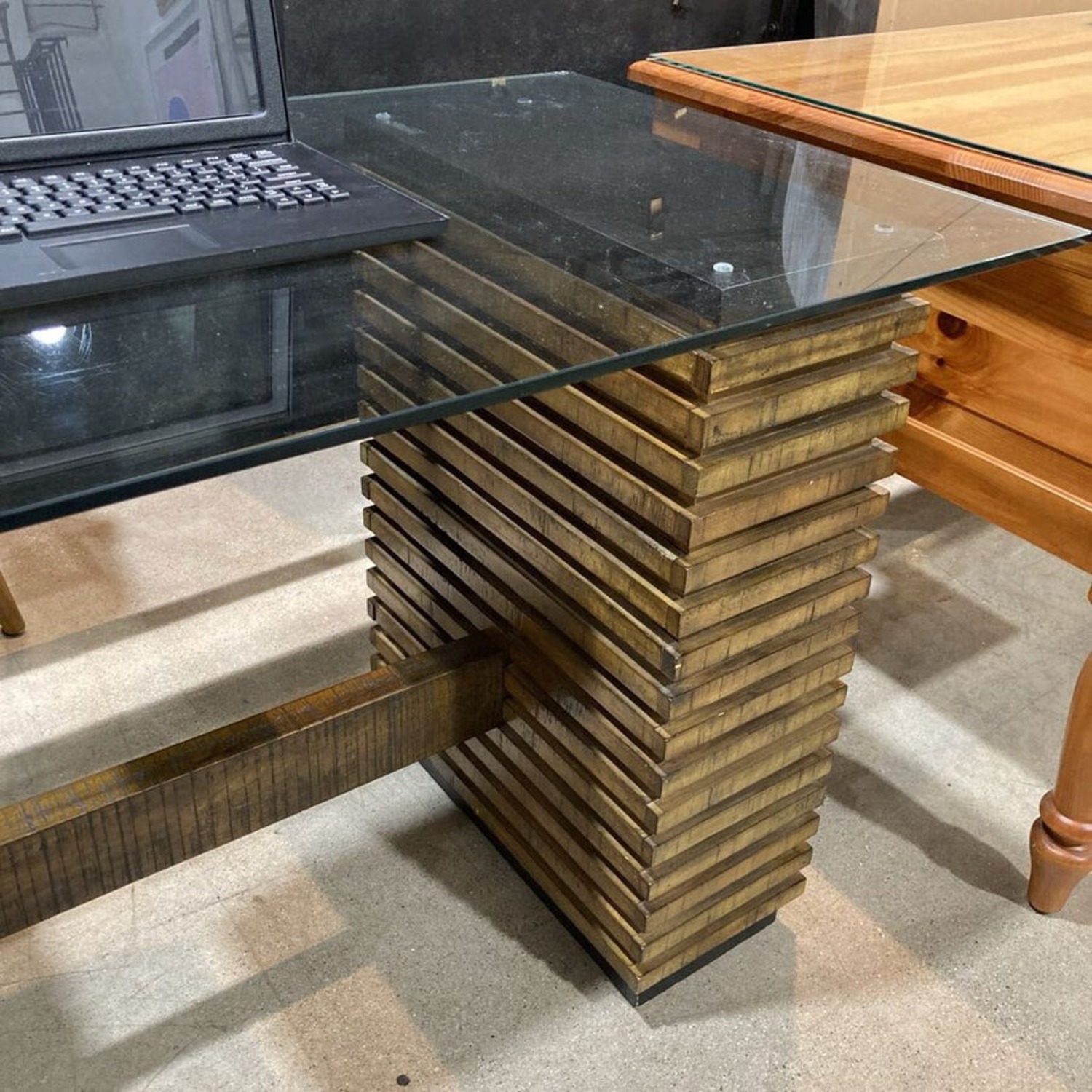 Crate & Barrel Paloma Wood & Glass Desk - image-6