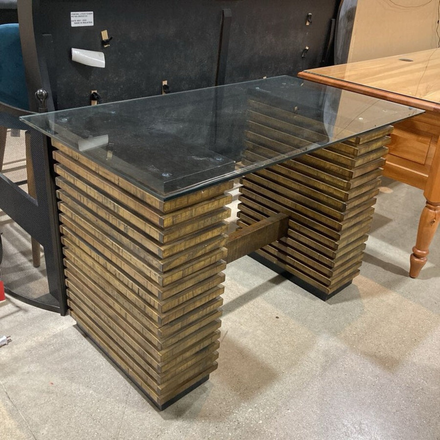 Crate & Barrel Paloma Wood & Glass Desk - image-3