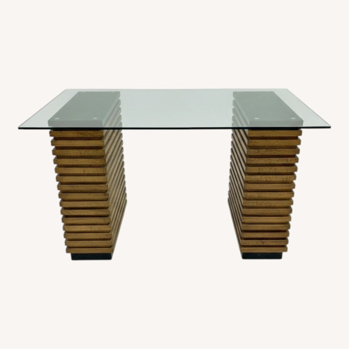 Used Crate & Barrel Paloma Wood & Glass Desk for sale on AptDeco