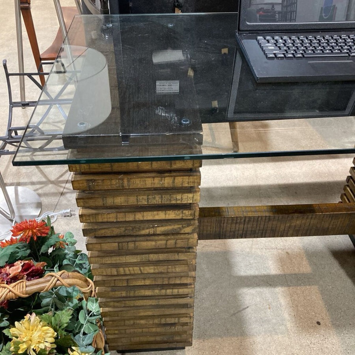 Crate & Barrel Paloma Wood & Glass Desk - image-7
