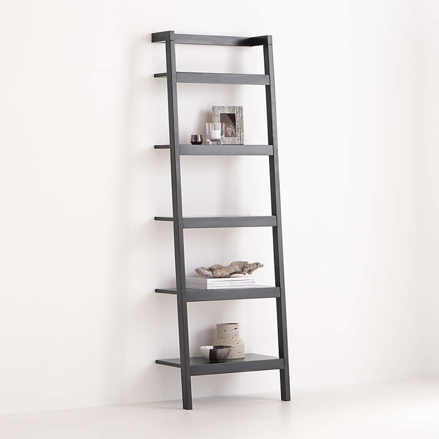 Crate & Barrel Dark Gray Wood Bookcase - image-1