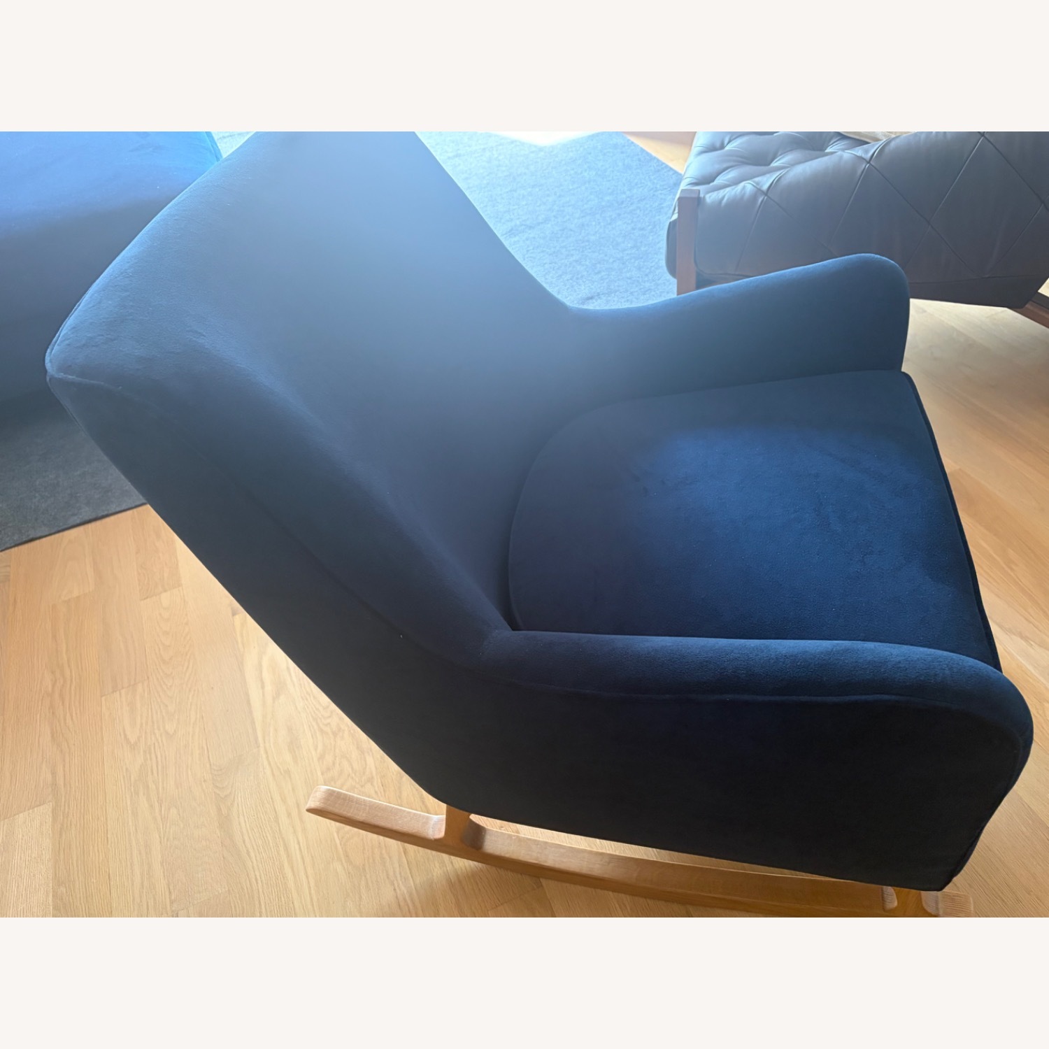 Room & Board Quinn Blue Velvet Rocking Chair - image-3