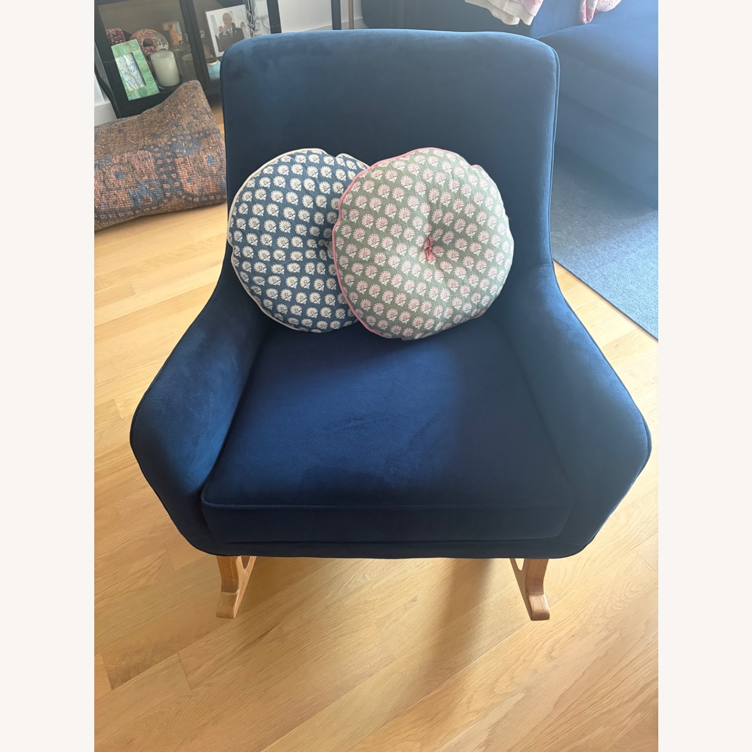 Room & Board Quinn Blue Velvet Rocking Chair - image-1