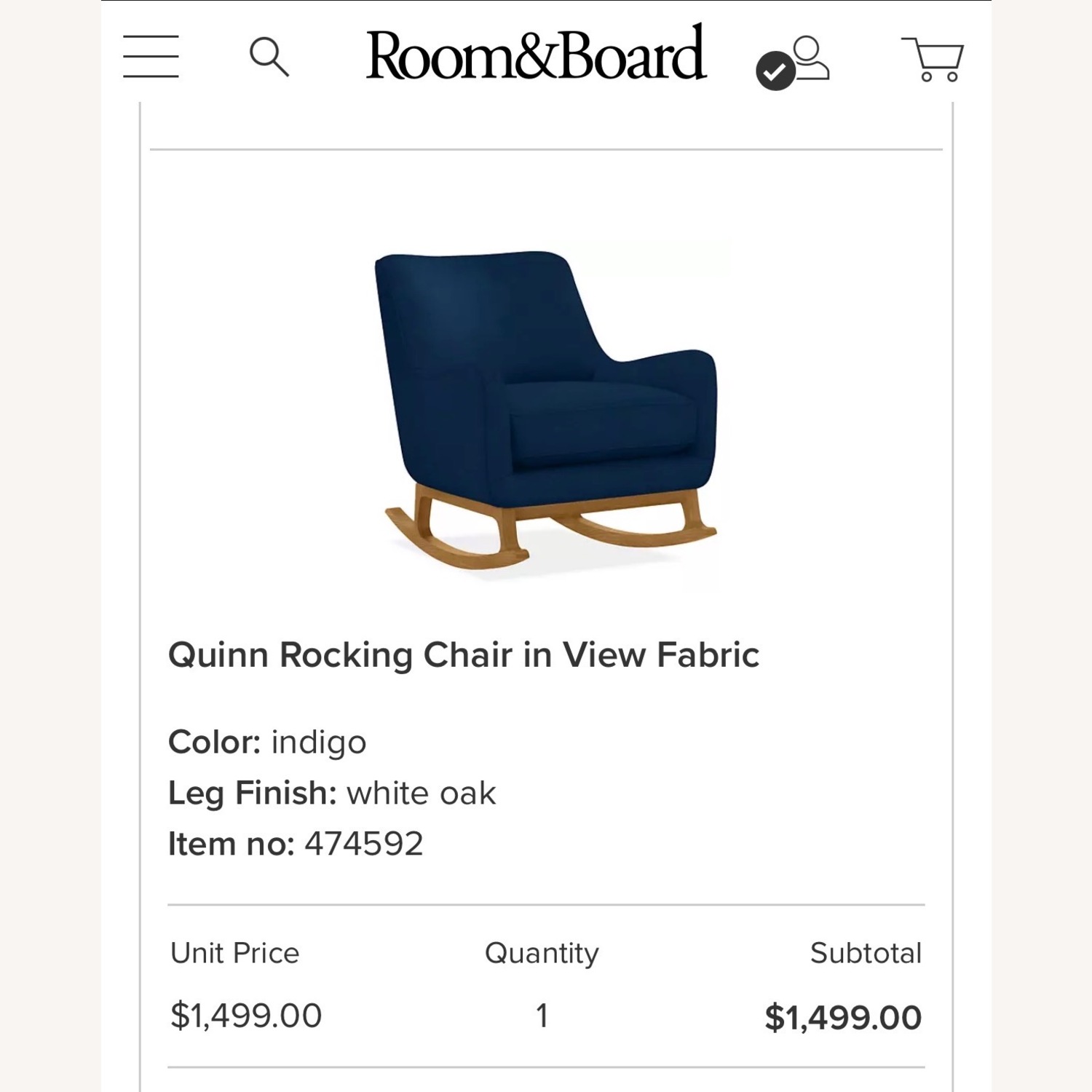 Room & Board Quinn Blue Velvet Rocking Chair - image-7