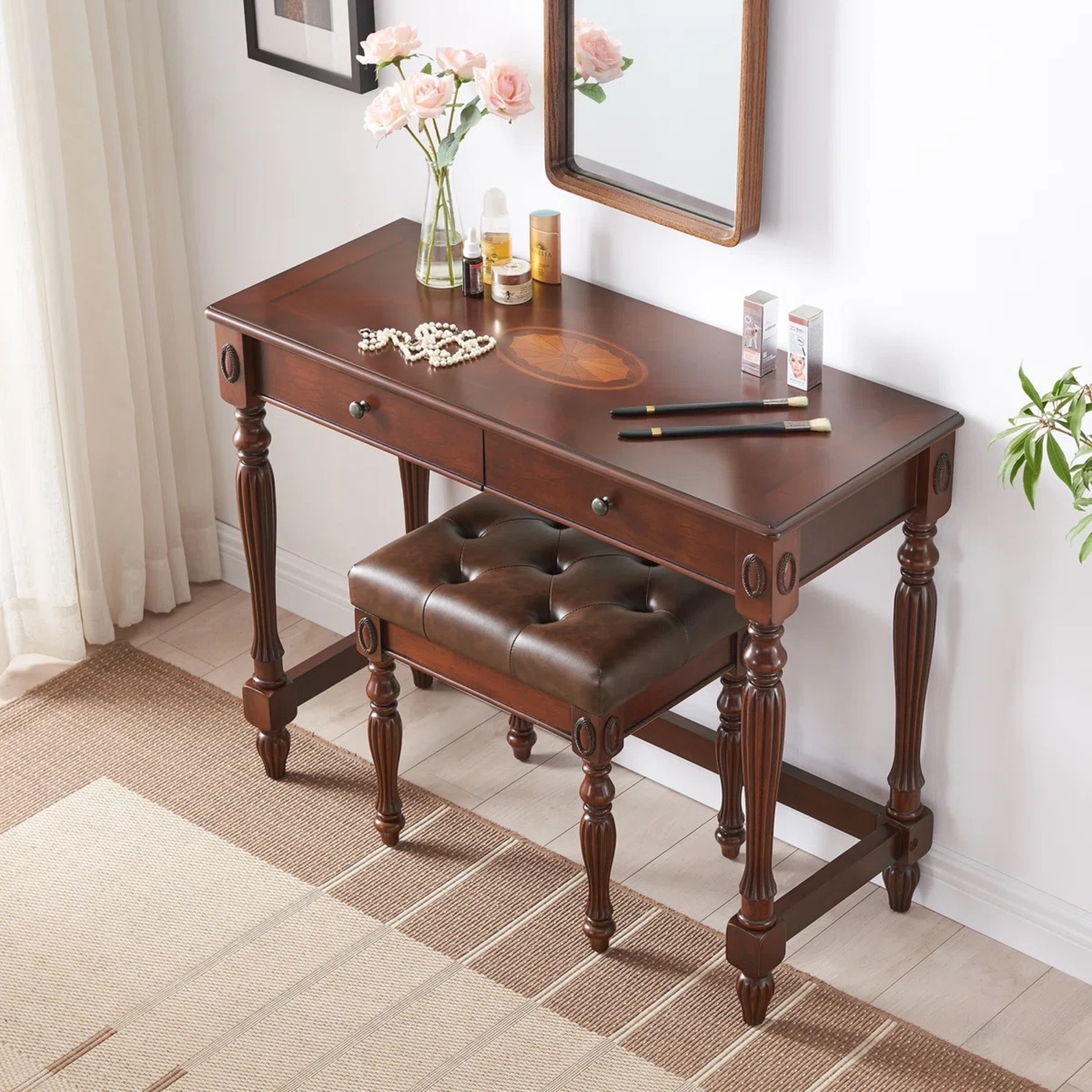 Darby Home Co Dark Brown Wood Writing Desk - image-3