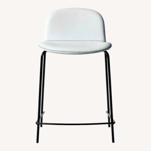 Used CB2 Primitivo White Leather Counter Stools for sale on AptDeco