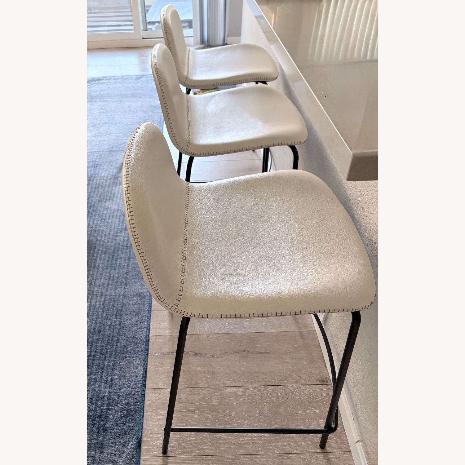 CB2 Primitivo White Leather Counter Stools - image-1