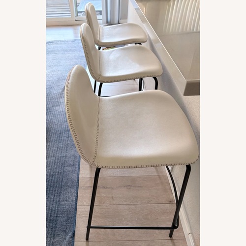 Used CB2 Primitivo White Leather Counter Stools  for sale on AptDeco