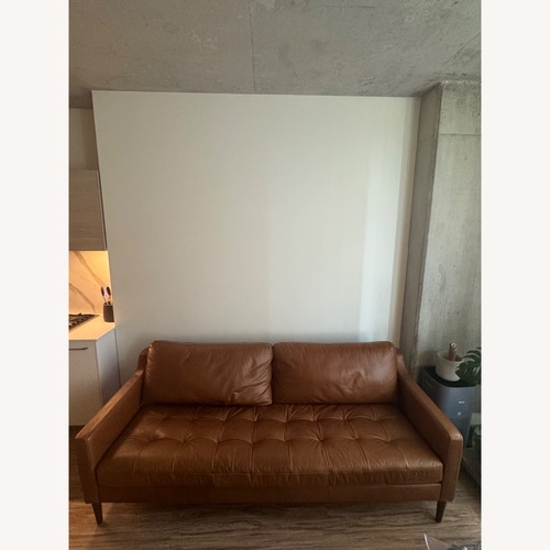 Used Light Brown Leather 2 Seater Sofa for sale on AptDeco