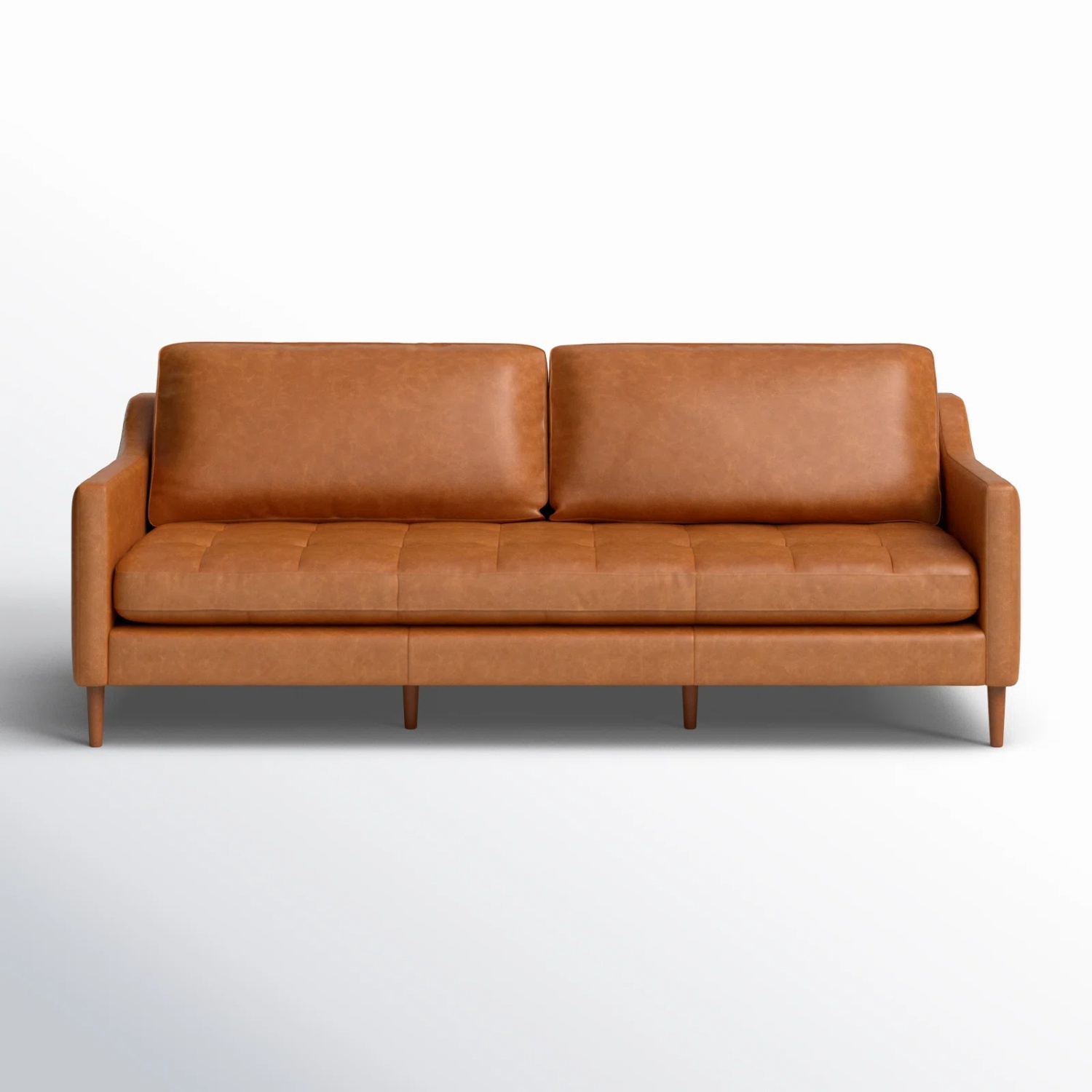 Light Brown Leather 2 Seater Sofa - image-4
