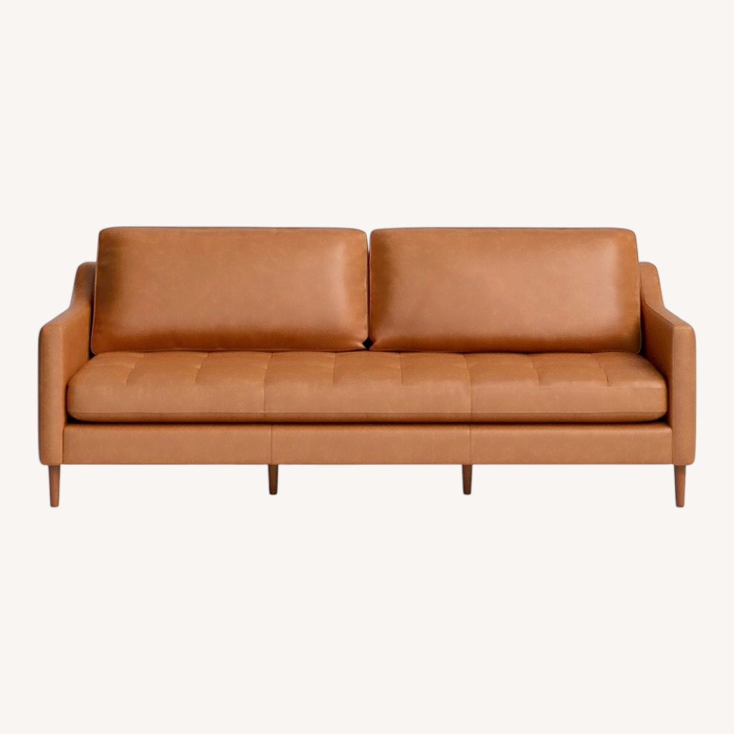 Light Brown Leather 2 Seater Sofa - image-0