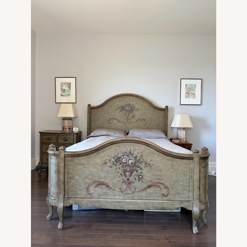 Used Domain Furniture Brown Wood Queen Bed for sale on AptDeco