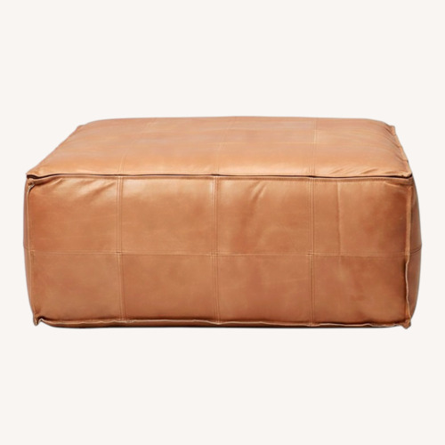 Used CB2 Brown Large Square Leather Poof for sale on AptDeco