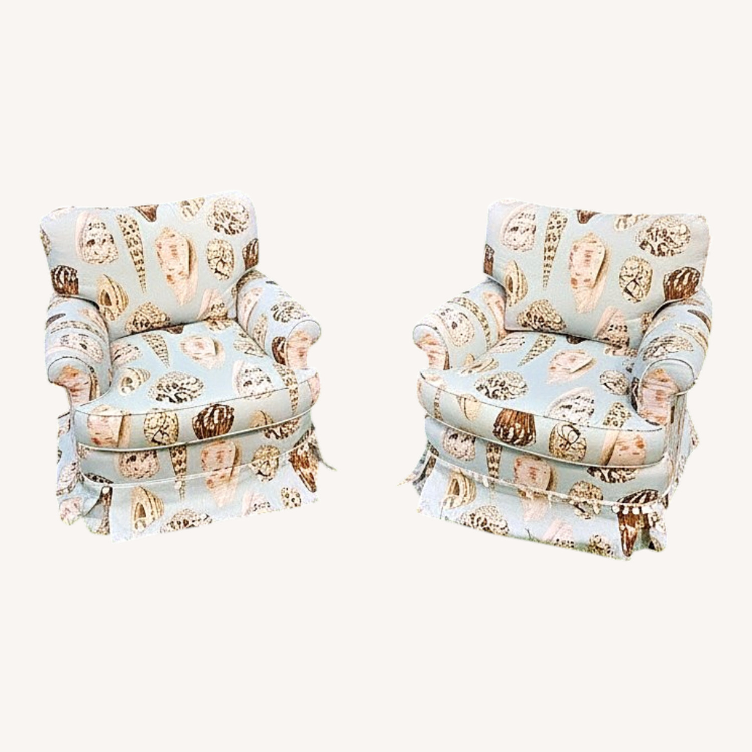 Linen Mother of Pearl Accents Club Chairs - image-0