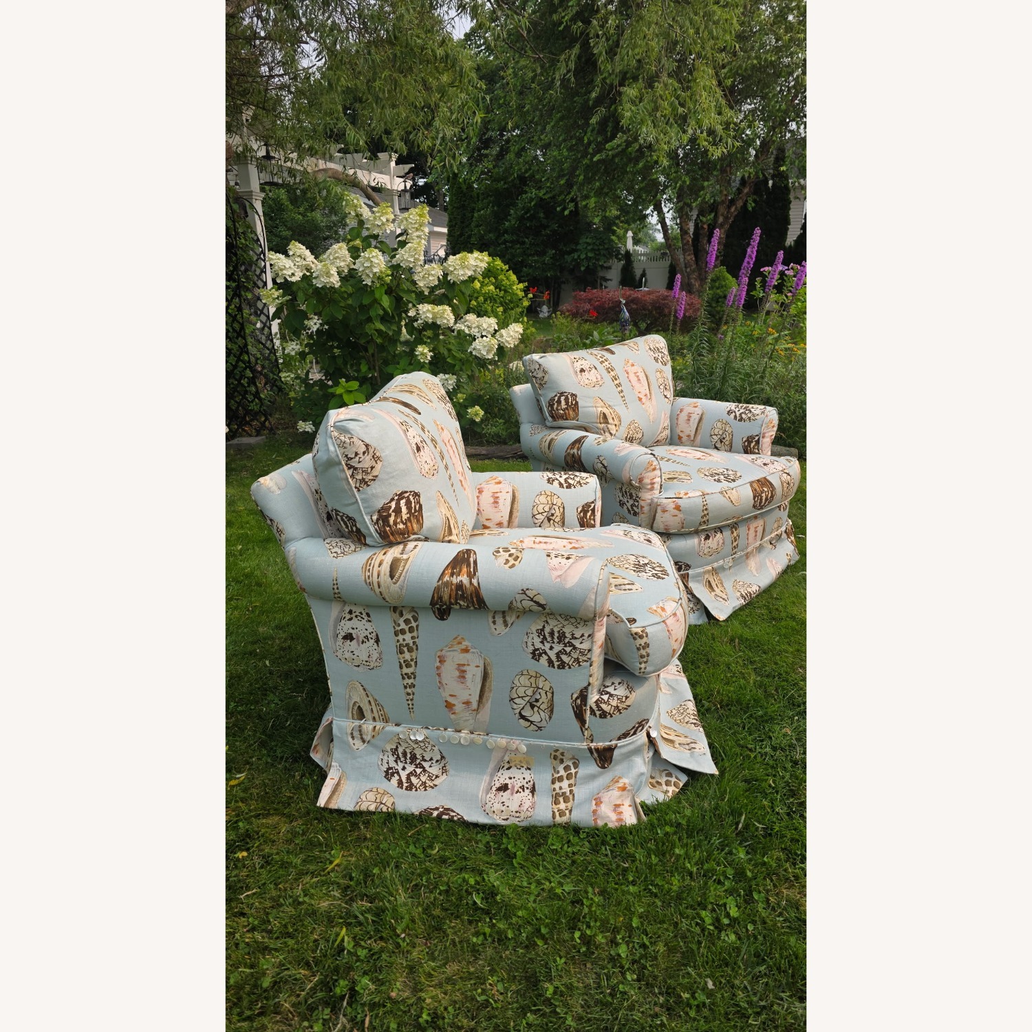 Linen Mother of Pearl Accents Club Chairs - image-3