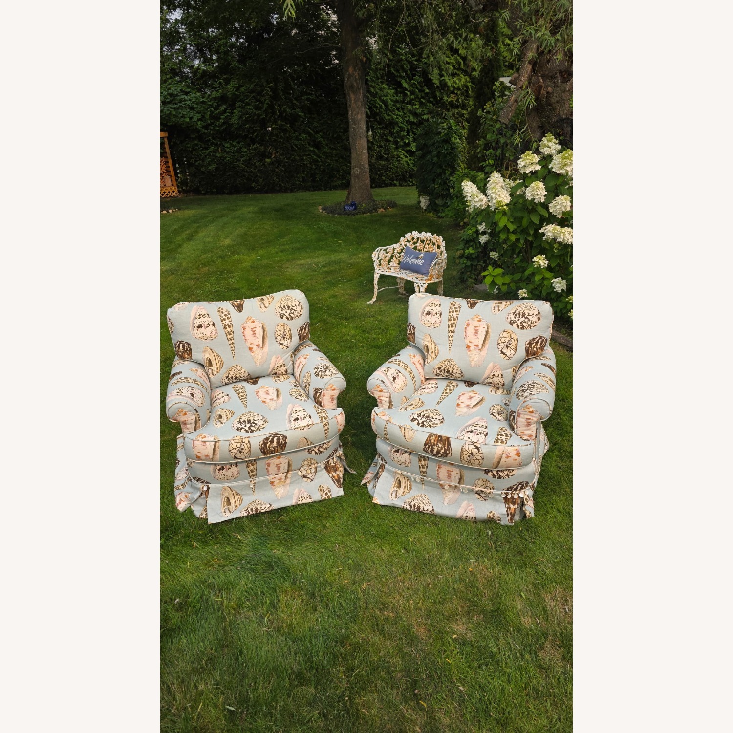 Linen Mother of Pearl Accents Club Chairs - image-1