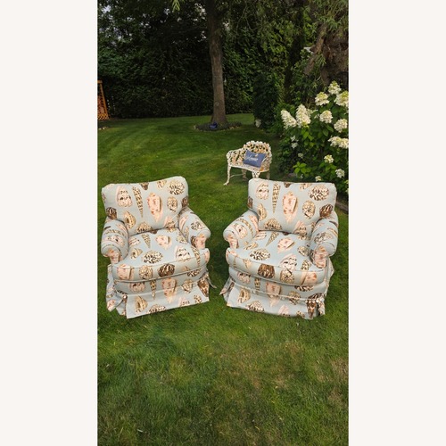 Used Linen Mother of Pearl Accents Club Chairs for sale on AptDeco