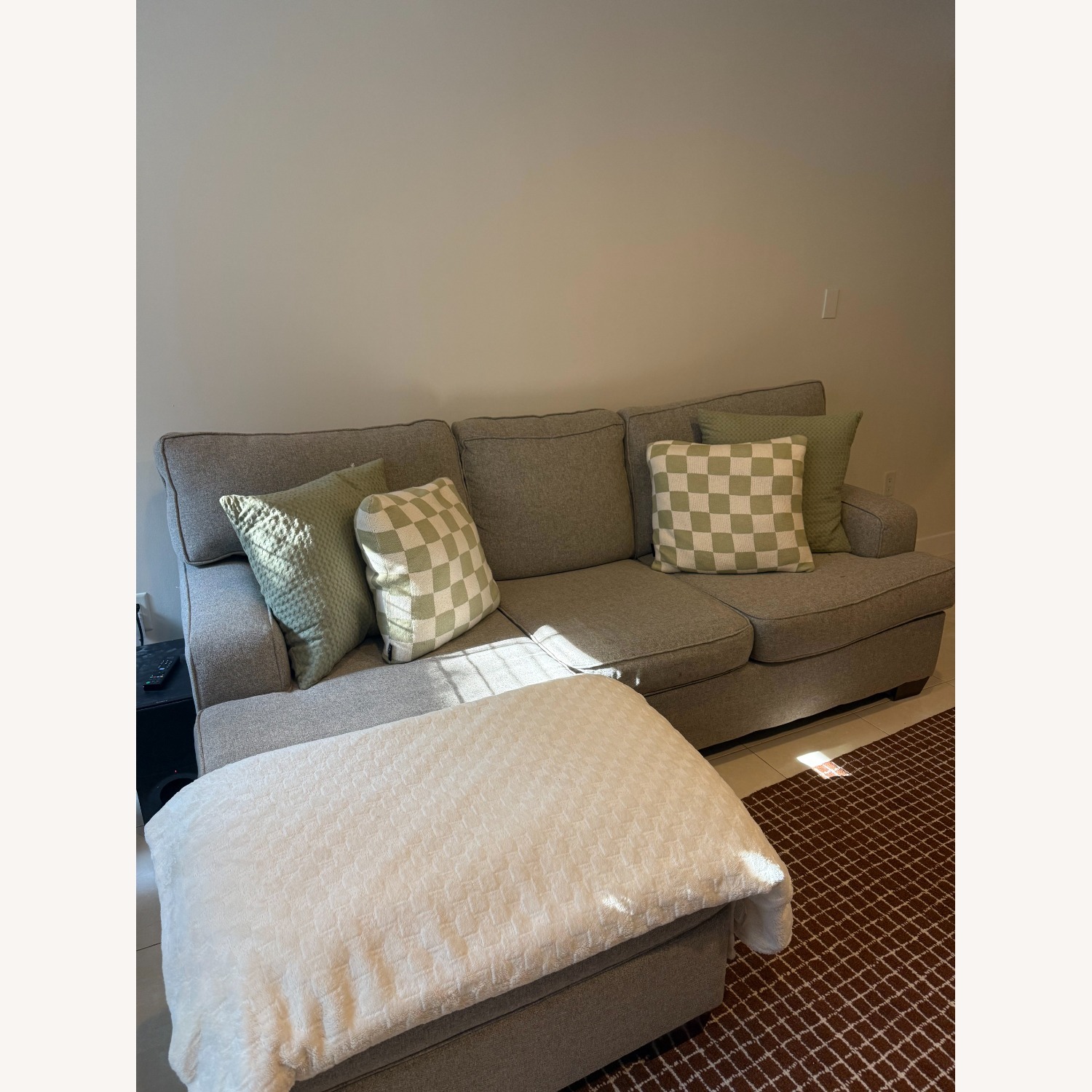 Dark Gray Fabric Chaise Lounge - image-2