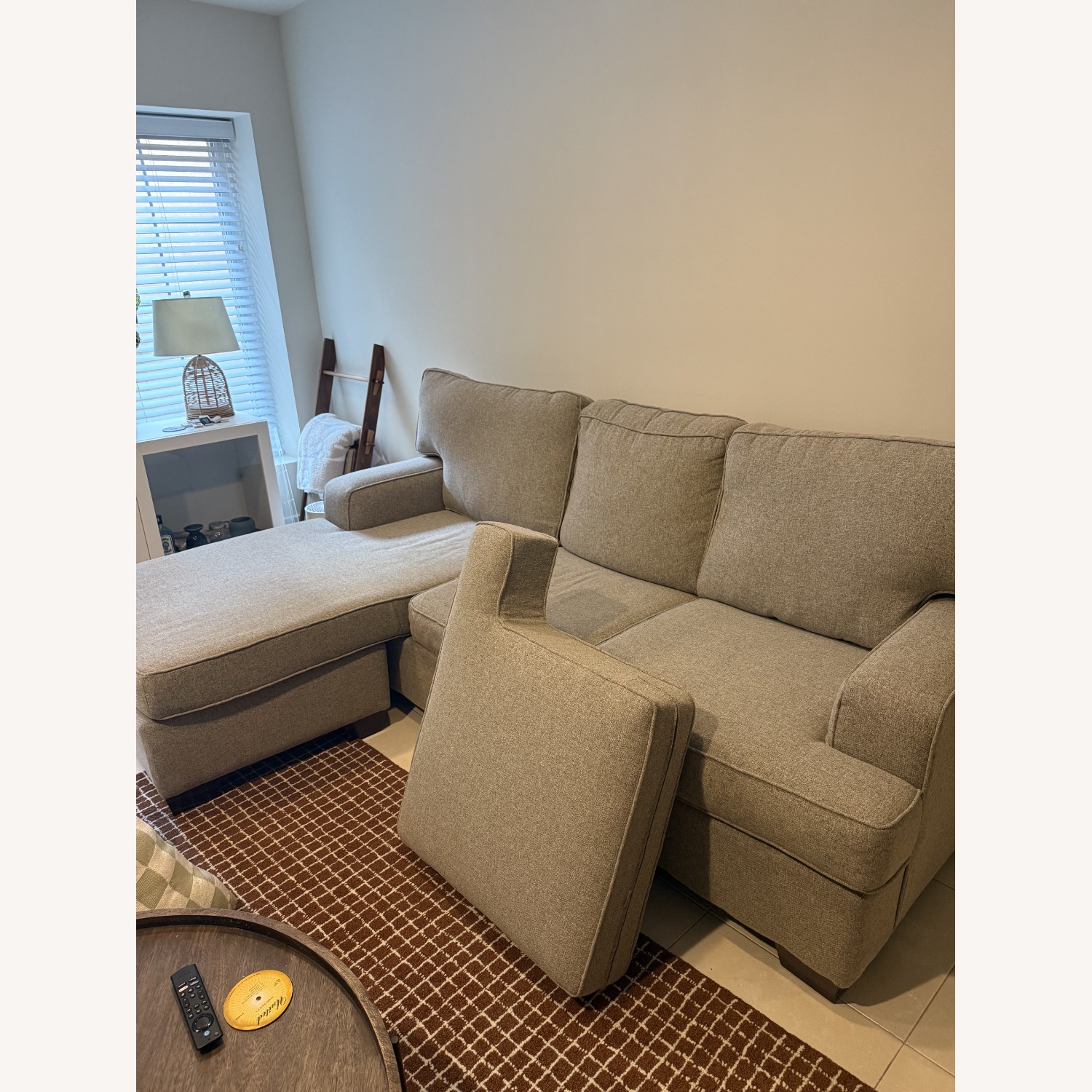 Dark Gray Fabric Chaise Lounge - image-5