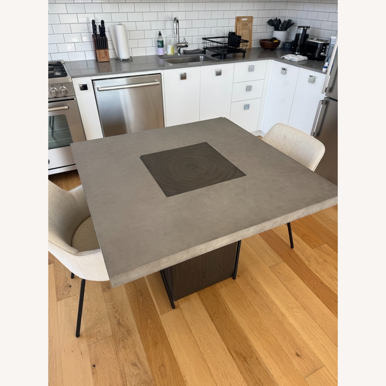 Joss & Main Meria Dark Gray Concrete & Wood Dining Table - image-2