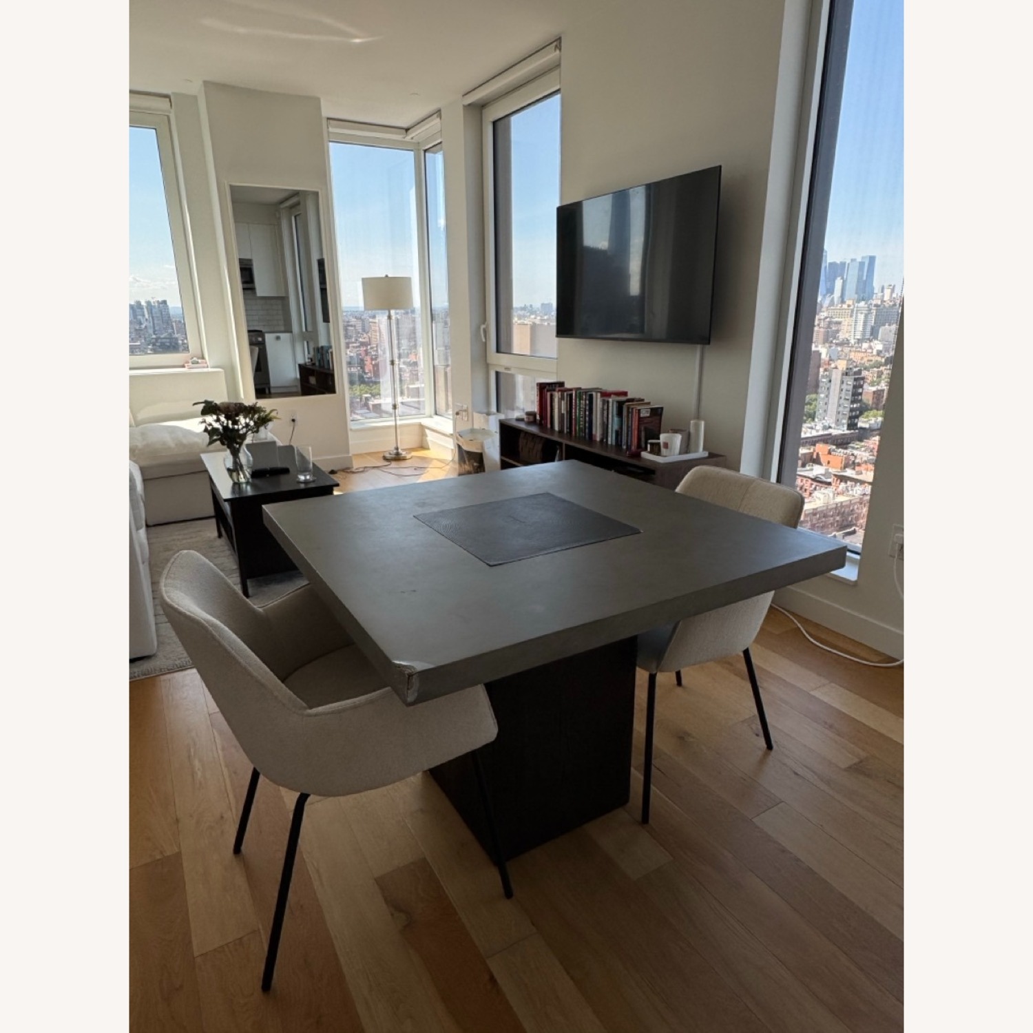 Joss & Main Meria Dark Gray Concrete & Wood Dining Table - image-3