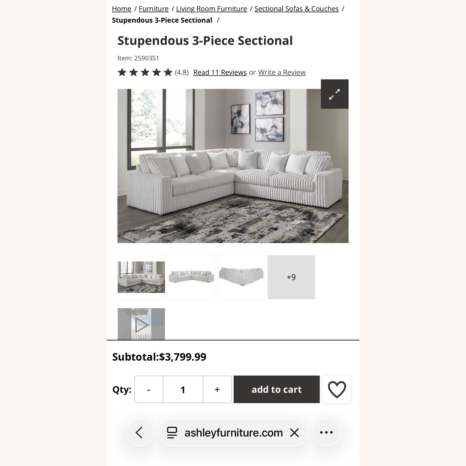 Ashley Furniture 3-piece Sectional With Ottoman  - image-4