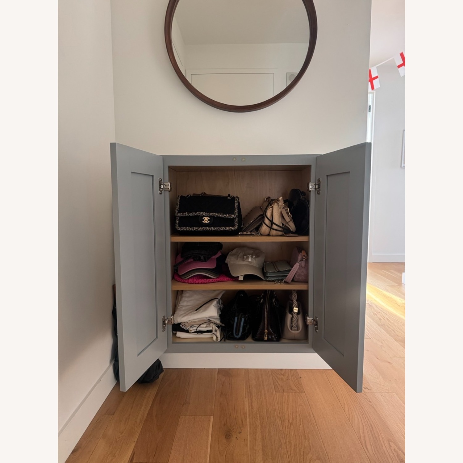 Light Gray Wood Wall Unit - image-2