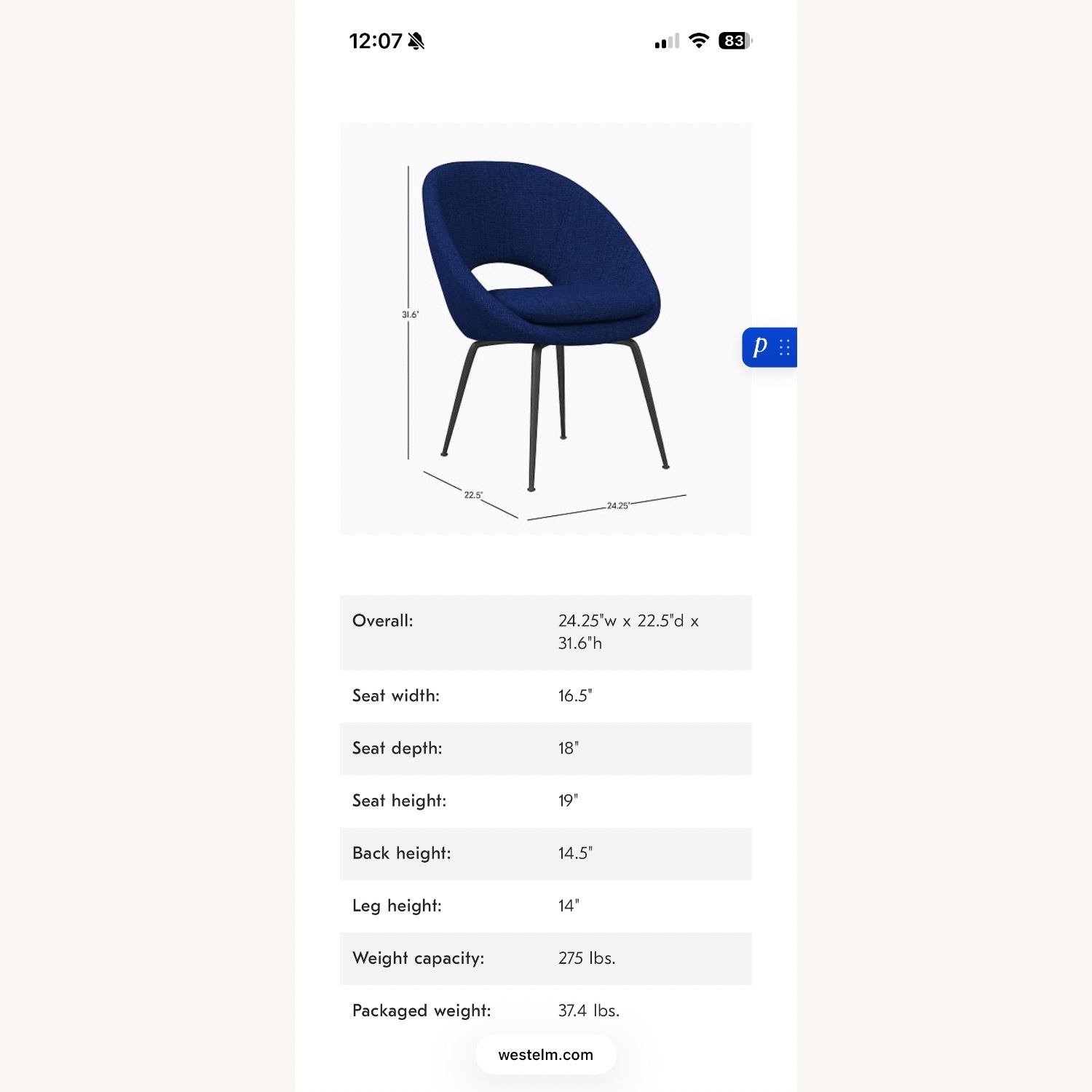 West Elm Orb Leather Dining Chair - image-4