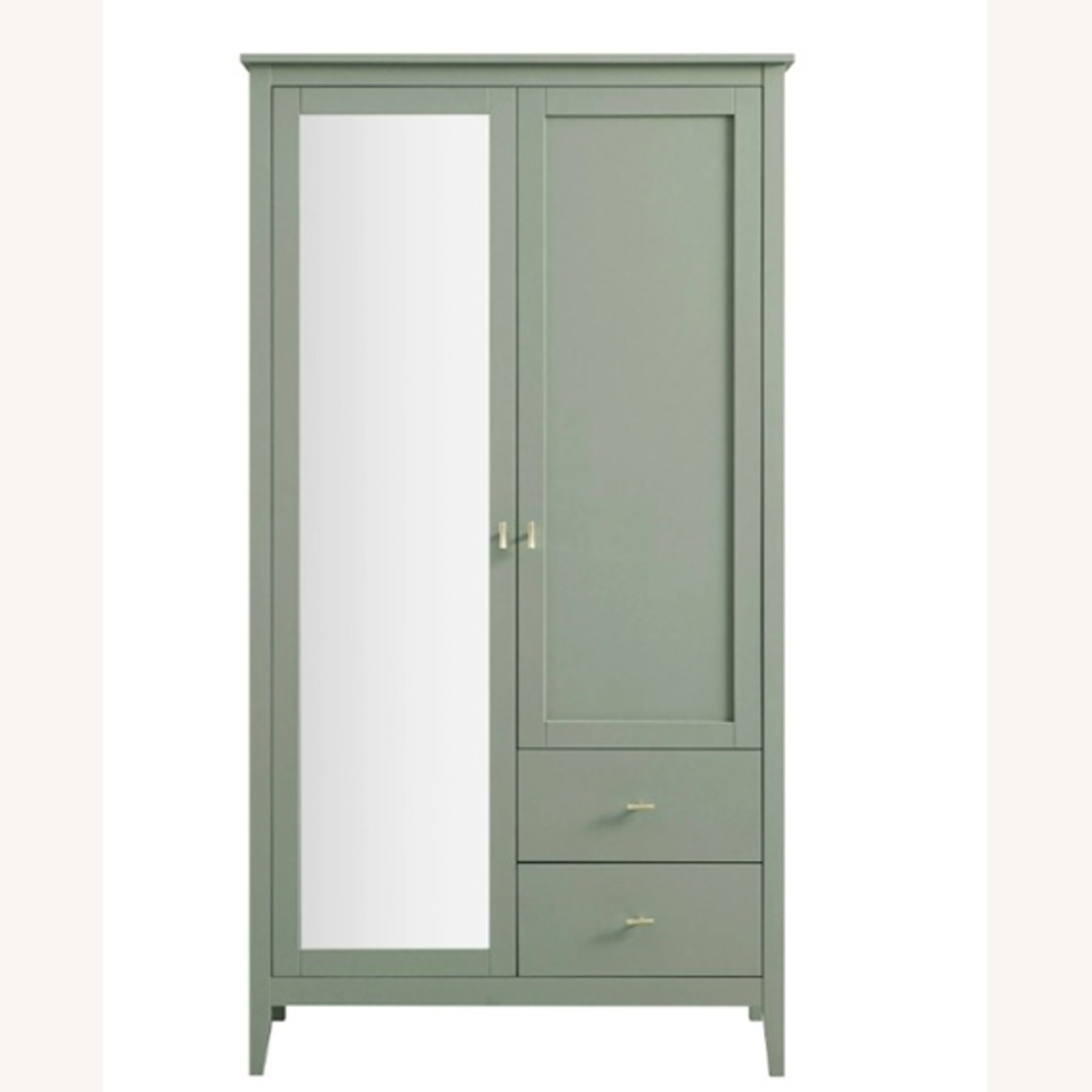 Green Wood Armoire with Mirror - image-4