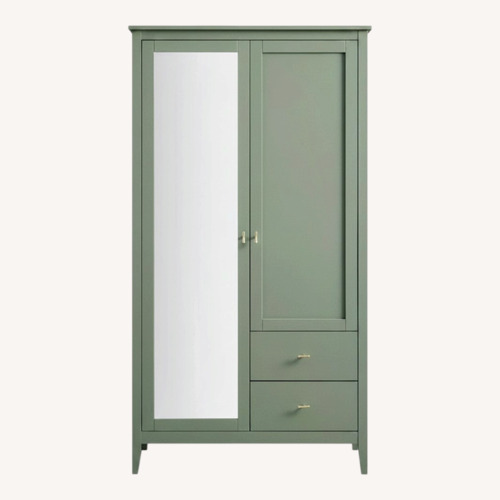 Used Green Wood Armoire with Mirror for sale on AptDeco