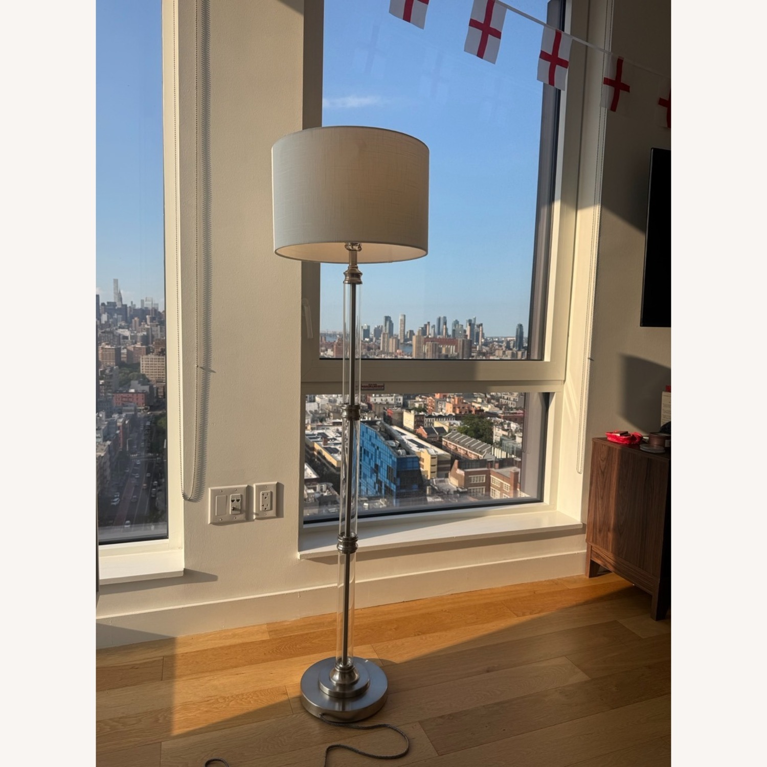 White Cotton Floor Lamp - image-3