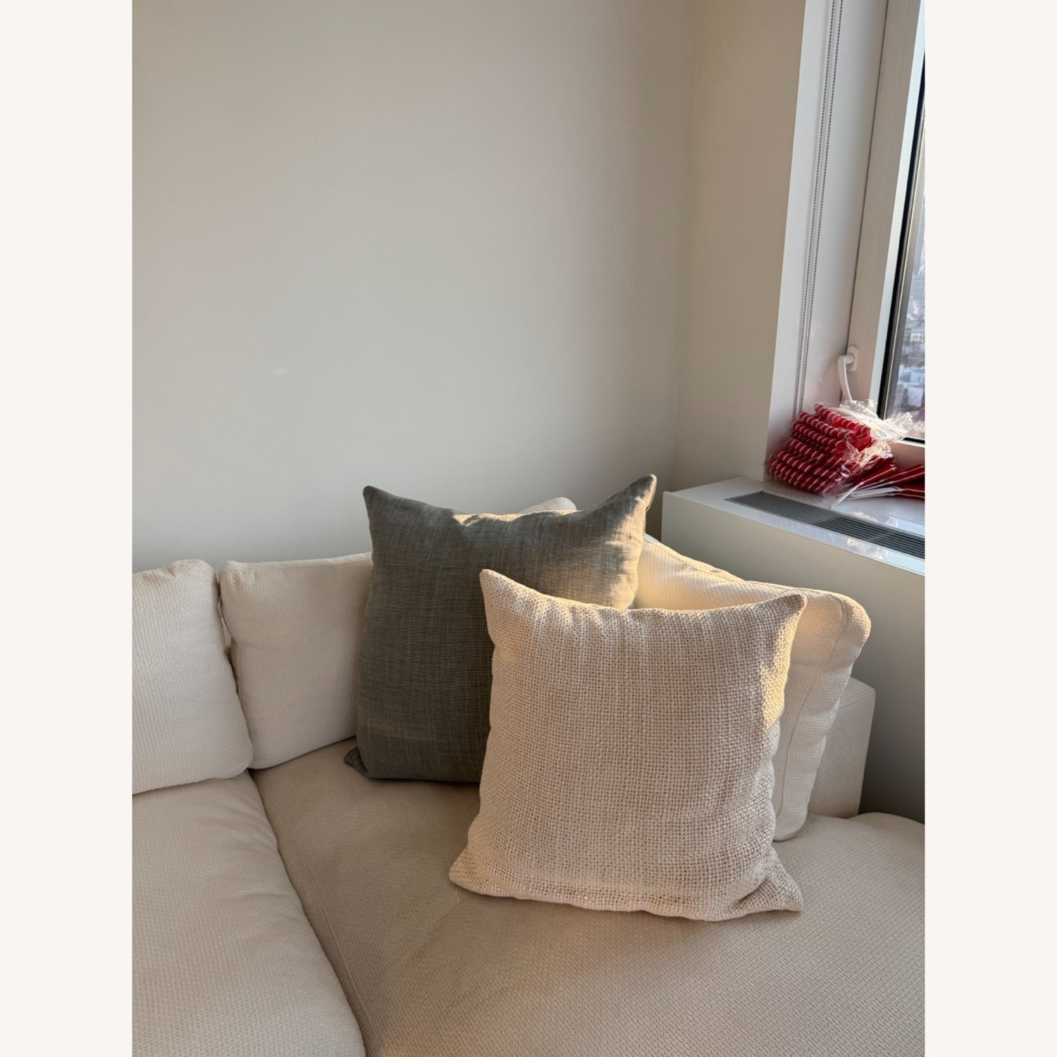 Pottery Barn 22” x 22” Gray Pillow - image-3