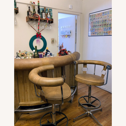 Used Faux Leather Bar Top with Matching Chair Set for sale on AptDeco