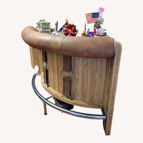 Used Faux Leather Bar Top with Matching Chair Set for sale on AptDeco