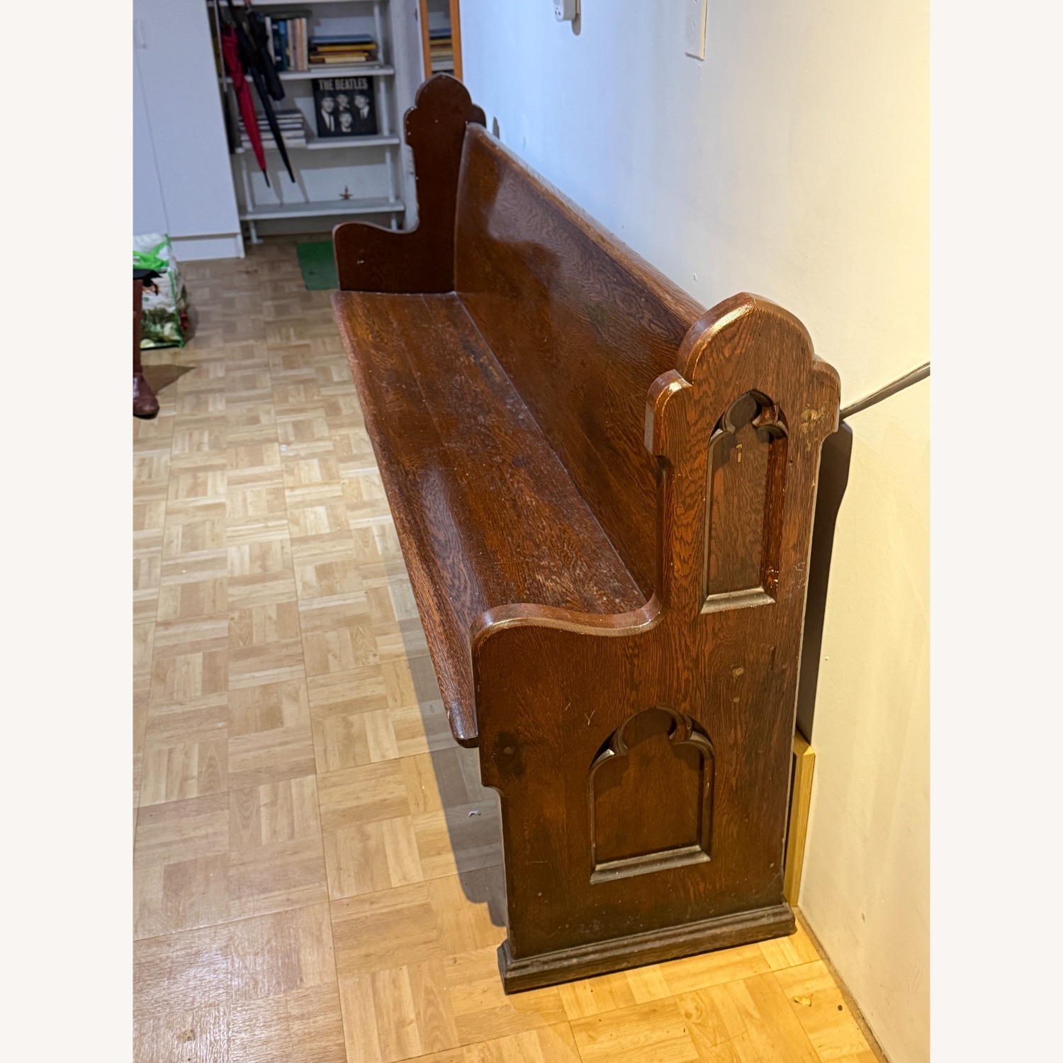 Vintage/Antique Finds Dark Brown Wood Bench - image-3
