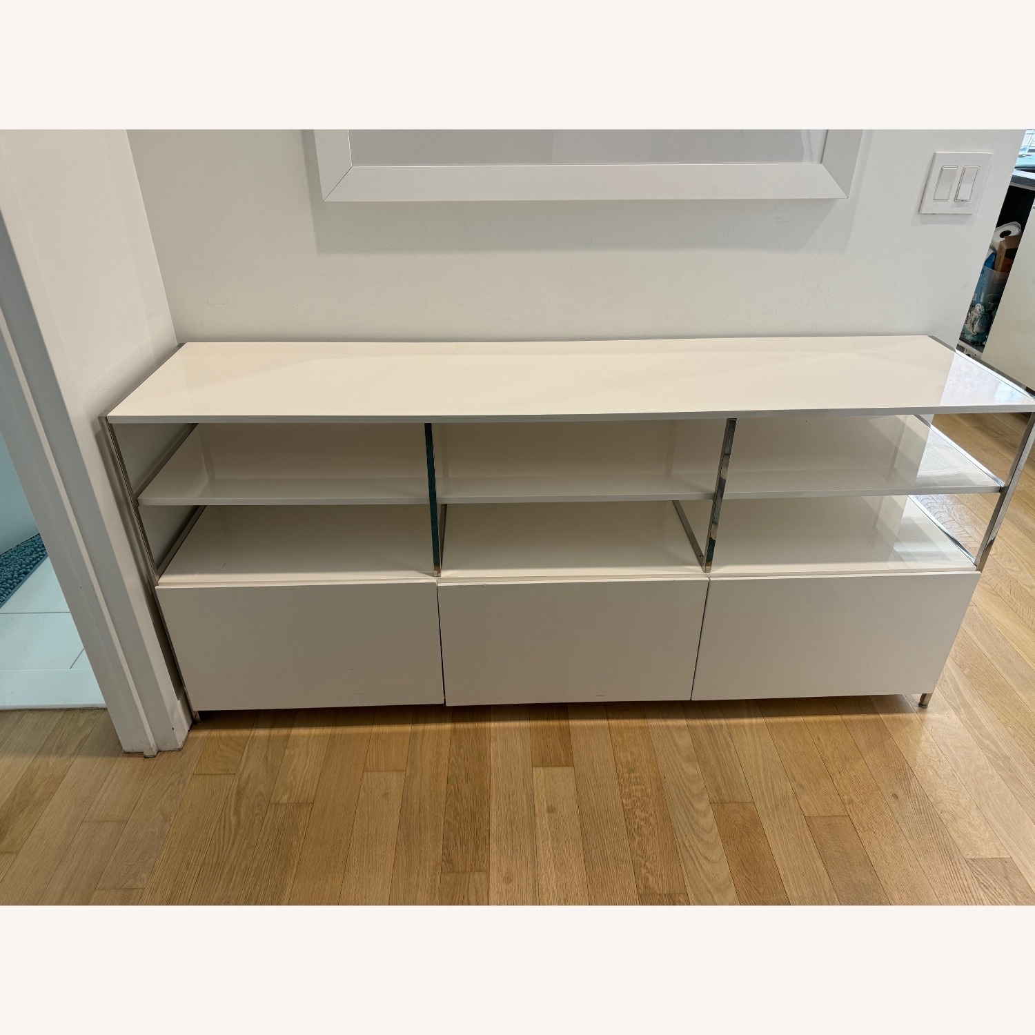 West Elm White Industrial Modular Media Console - image-1