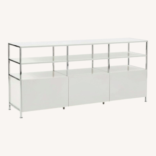 Used West Elm White Industrial Modular Media Console for sale on AptDeco