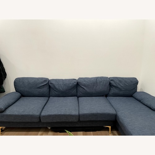 Used Blue Fabric 2 Piece Sectional for sale on AptDeco