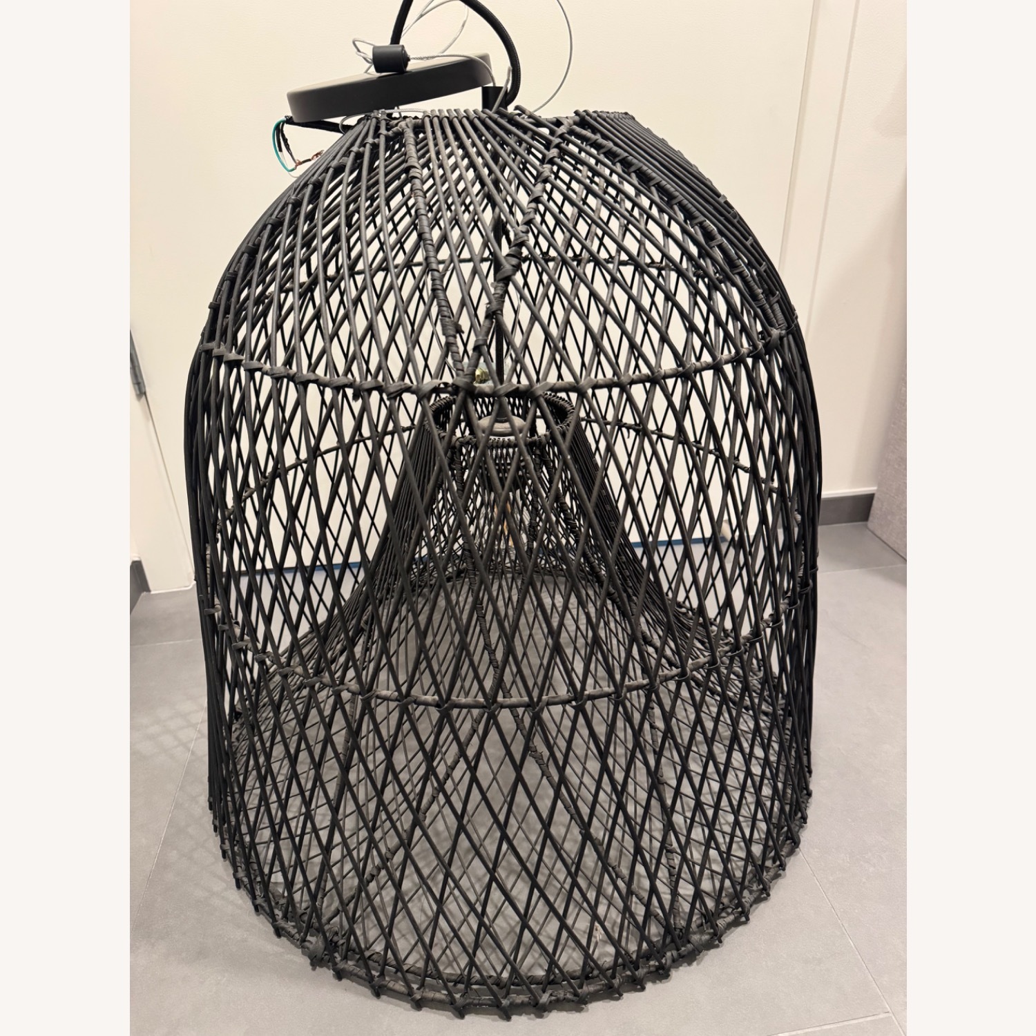 CB2 Nassa Woven Black Bamboo Pendant Light - image-1
