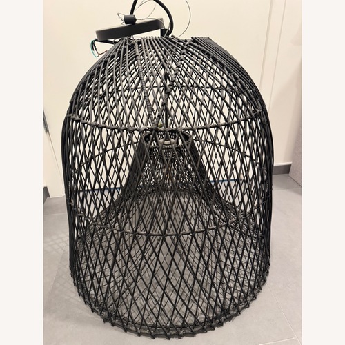 Used CB2 Nassa Woven Black Bamboo Pendant Light for sale on AptDeco
