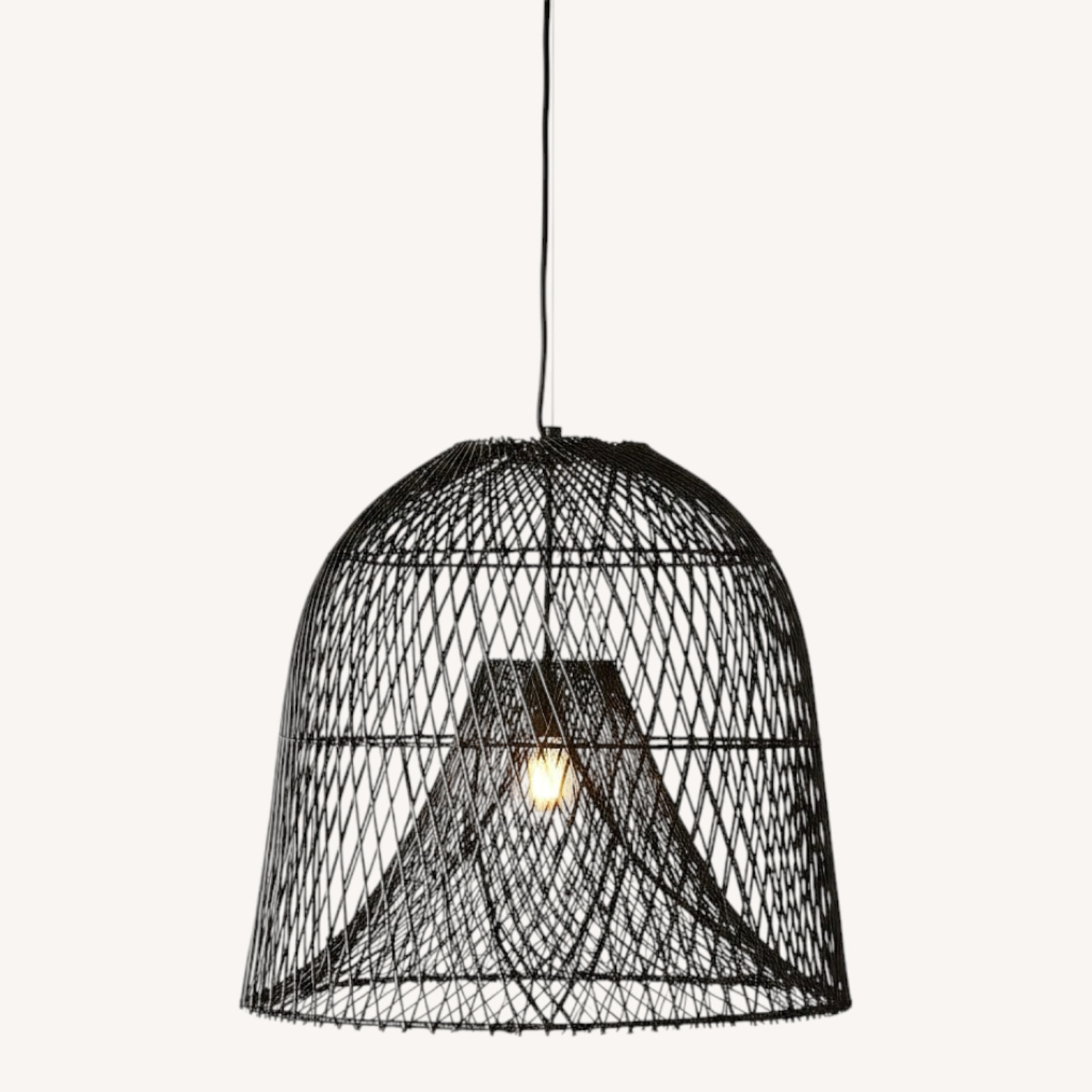 CB2 Nassa Woven Black Bamboo Pendant Light - image-0